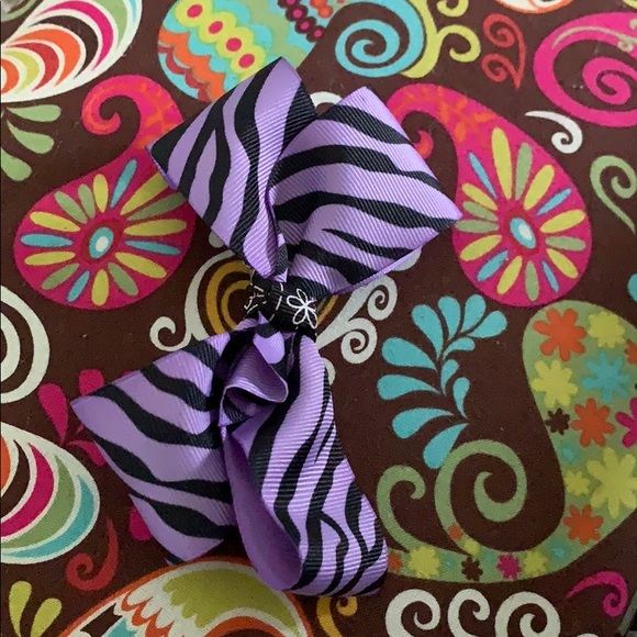 Purple Zebra Hair Bow - Picture 4 of 4